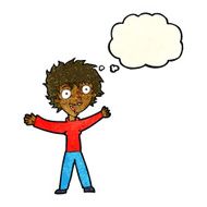 cartoon excited woman with thought bubble N42