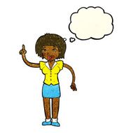cartoon woman with idea thought bubble N70