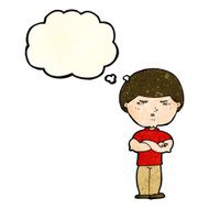 cartoon grumpy man with thought bubble N6