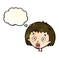 cartoon shocked woman with thought bubble N32