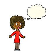 cartoon surprised woman with thought bubble N76