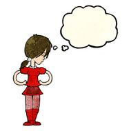 cartoon waitress with thought bubble N9