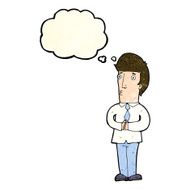 cartoon nervous man with thought bubble N41