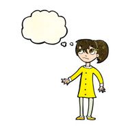 cartoon worried girl with thought bubble N4