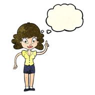 cartoon happy woman with idea thought bubble N3