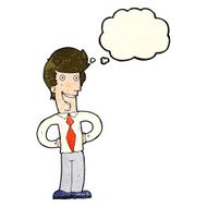 cartoon happy man with thought bubble N132