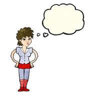 cartoon woman with hands on hips thought bubble N65