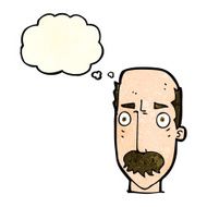 cartoon annoyed old man with thought bubble N20