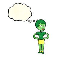 cartoon halloween girl with thought bubble N7