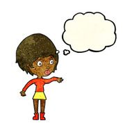 cartoon concerned woman reaching out with thought bubble N4