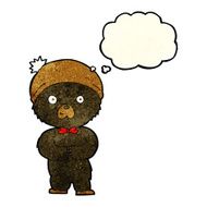 cartoon little black bear with thought bubble N3