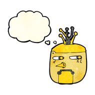cartoon robot head with thought bubble N16