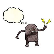 funny cartoon robot with thought bubble N15