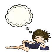 cartoon woman in sexy pose with thought bubble N5