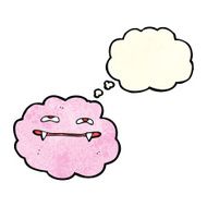 cartoon pink fluffy vampire cloud with thought bubble N2