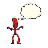 cartoon funny robot with thought bubble N25