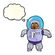 cartoon space man with thought bubble N7