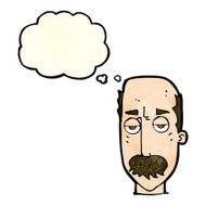cartoon bored old man with thought bubble N7