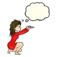cartoon womn casting spel with thought bubble N2