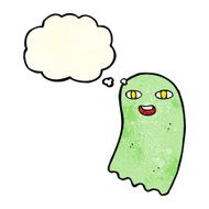 funny cartoon ghost with thought bubble N19