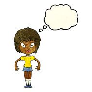 cartoon pretty girl with thought bubble N32