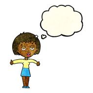 cartoon bored woman with thought bubble N11