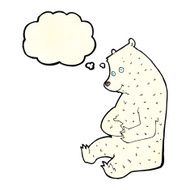 cartoon happy polar bear with thought bubble N3