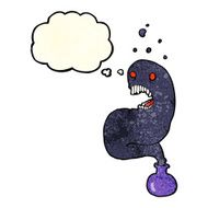 cartoon halloween ghost in bottle with thought bubble N5