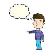 cartoon pointing man with thought bubble N25
