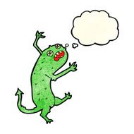 cartoon little monster with thought bubble N10
