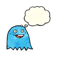 cartoon ghost with thought bubble N7