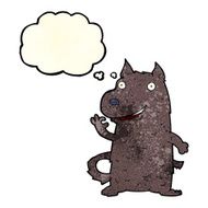 cartoon happy dog with thought bubble N26