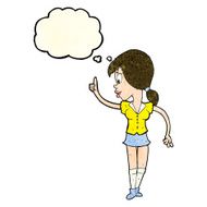 cartoon girl with idea thought bubble N6