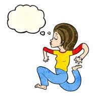 cartoon woman running with thought bubble N3