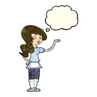 cartoon waitress with thought bubble N10