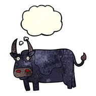 cartoon bull with thought bubble N5