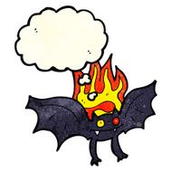 cartoon vampire bat with thought bubble N3