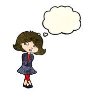cartoon happy girl with thought bubble N25