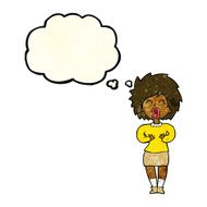 cartoon screaming woman with thought bubble N4