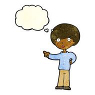 cartoon pointing boy with thought bubble N11