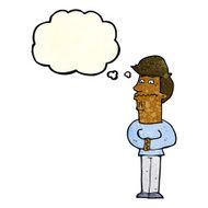 cartoon nervous man with thought bubble N42