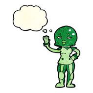 cartoon female astronaut with thought bubble N12
