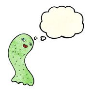 funny cartoon ghost with thought bubble N20