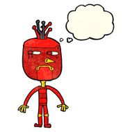 funny cartoon robot with thought bubble N16
