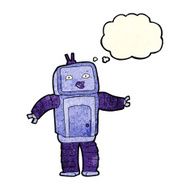 funny cartoon robot with thought bubble N17
