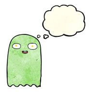 funny cartoon ghost with thought bubble N24