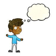 cartoon curious boy with thought bubble N13