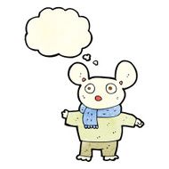 cartoon mouse in clothes with thought bubble N4