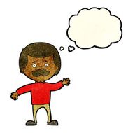cartoon dad waving with thought bubble N4