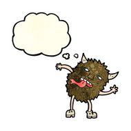 funny cartoon monster with thought bubble N12